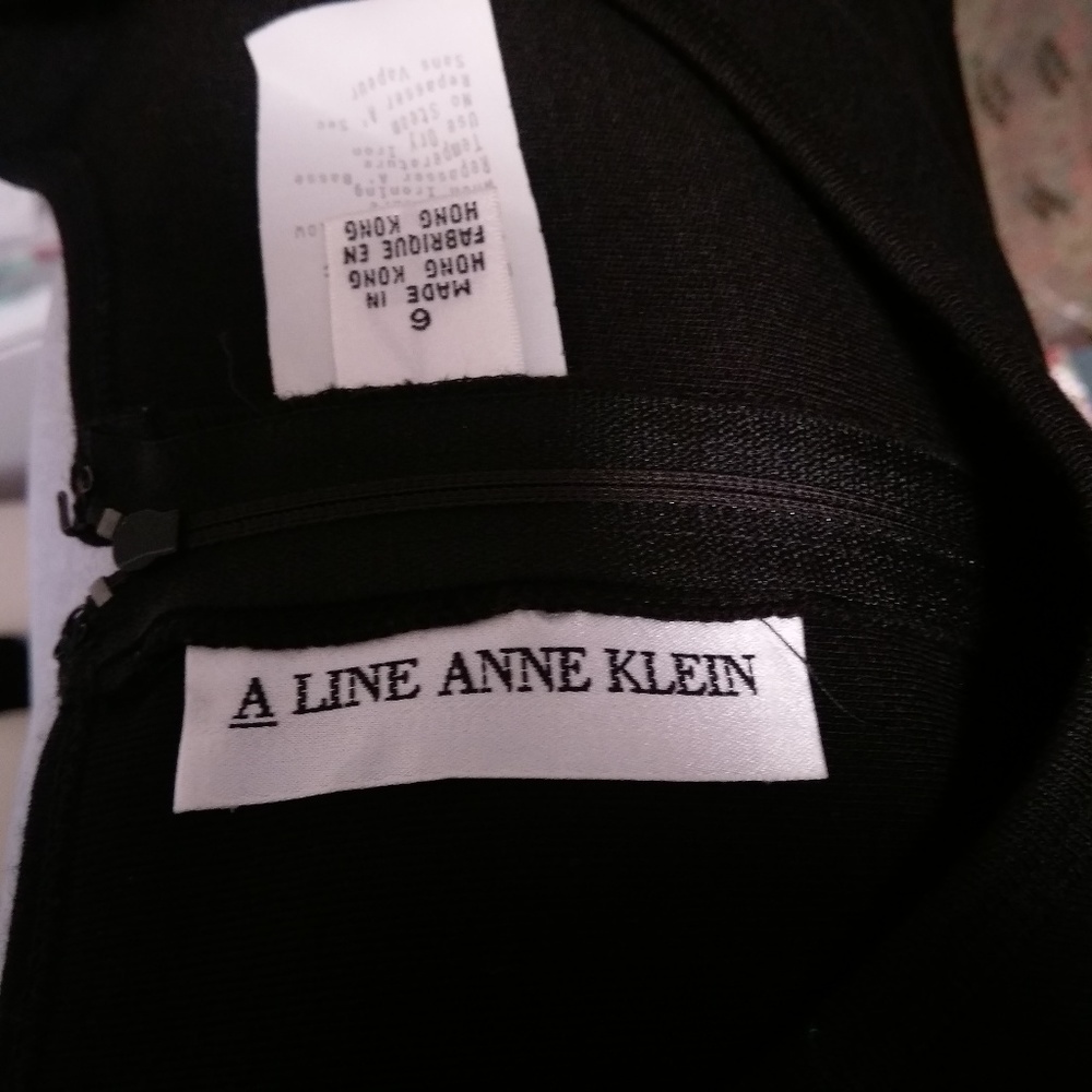 Vintage Anne Klein 90s Y2K Black Wool Mini Dress - Picture 5 of 5